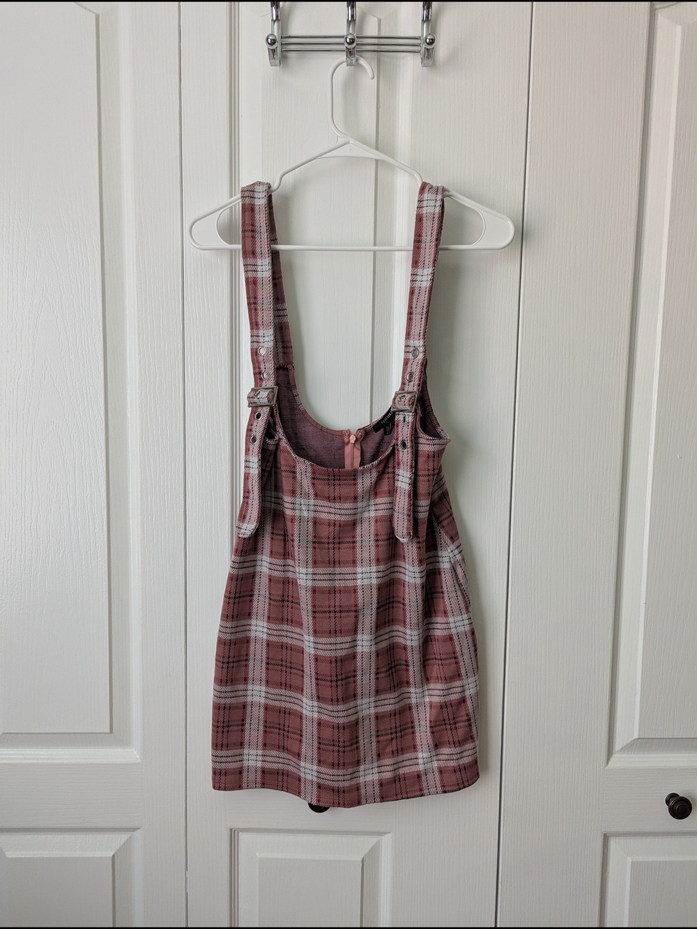 Forever 21 Mauve Plaid Pinafore Dress